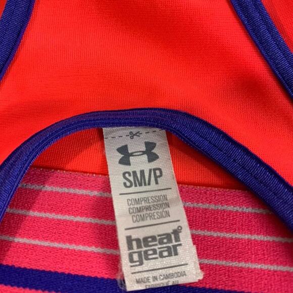 Under Armor Heat Hear Compression Sports Bra Women's Small Racerback Pink Purple - Picture 4 of 5